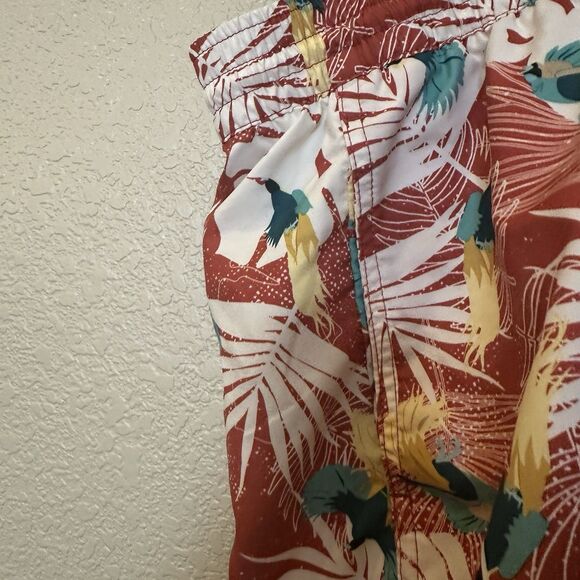 Duluth XL Swim Trunks Board Shorts Tropical Floral Zip Pocket Men's Orange - Picture 2 of 6